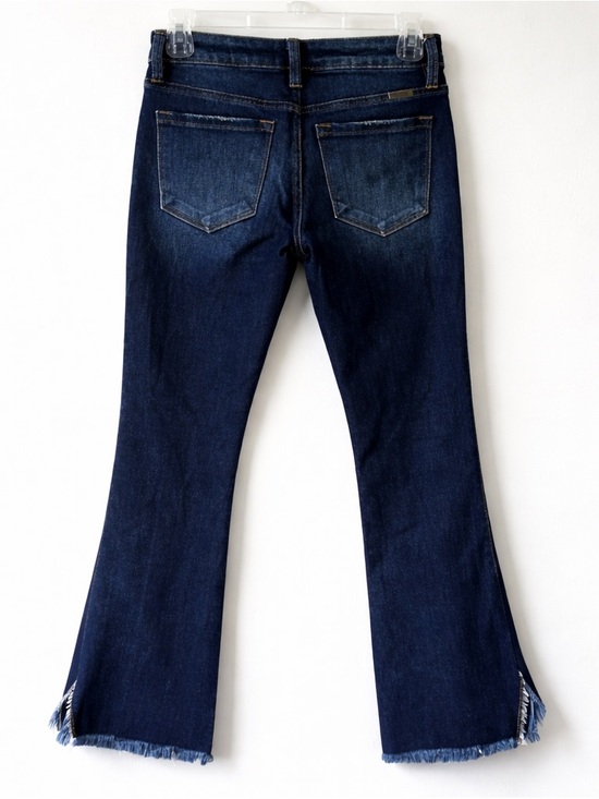 KANCAN Dark Wash Bootcut Jeans Frayed Hem Stretch Size 25 Flare Denim - Picture 8 of 16